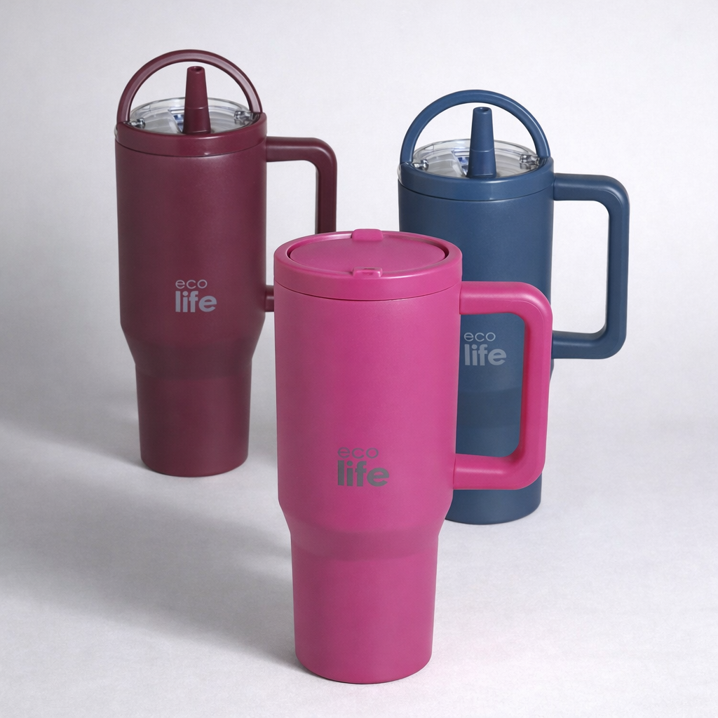 Ποτήρι θερμός με διπλό χερούλι ECO LIFE 900mL Μονόχρωμο