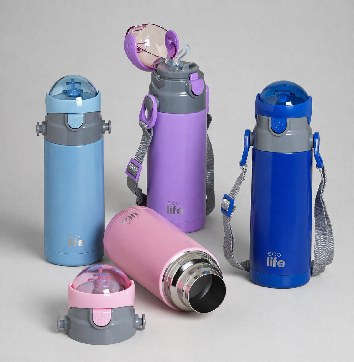 Μπουκάλι θερμός ECO LIFE με καλαμάκι 400mL Μονόχρωμο