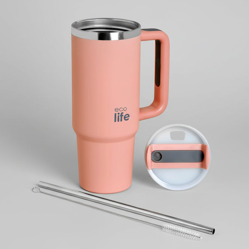 Ποτήρι θερμός με καλαμάκι ECO LIFE 900mL Μονόχρωμο