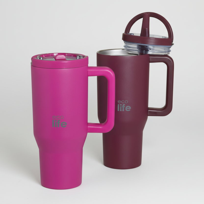 Ποτήρι θερμός με διπλό χερούλι ECO LIFE 900mL Μονόχρωμο